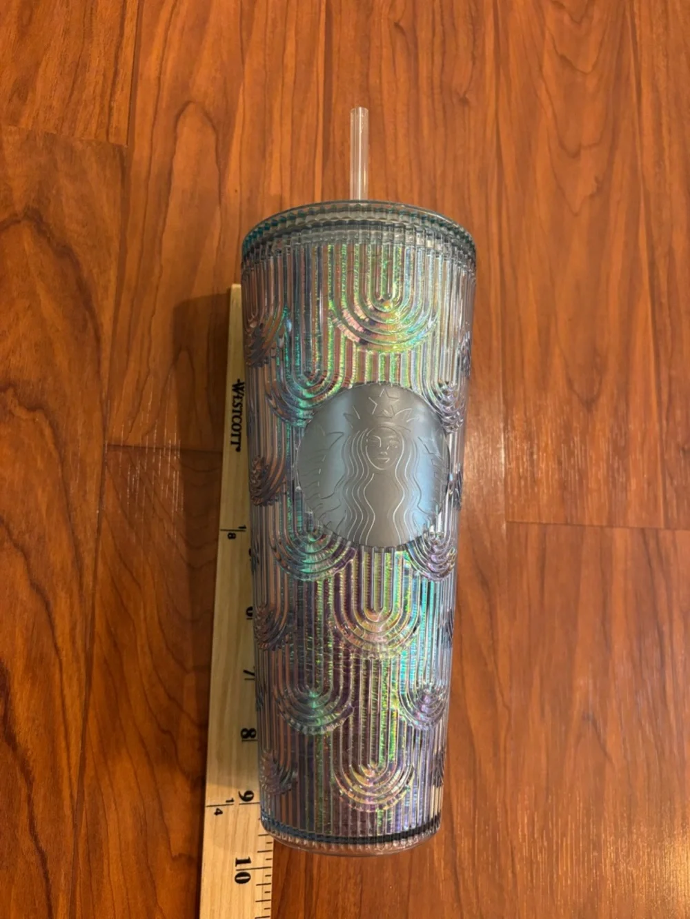 Starbucks 2022 24 oz Iridescent Cup Tumbler Mermaid Scale Blue